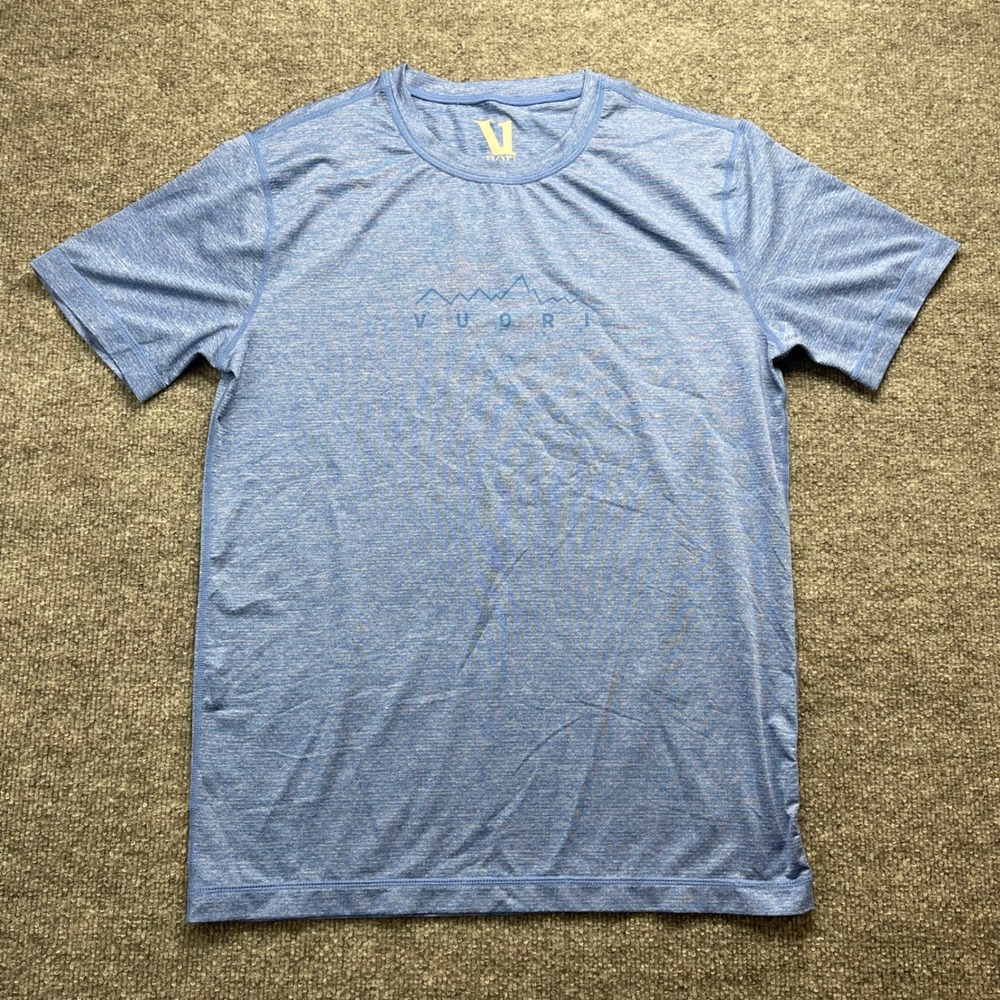 Vuori Mens Strato Tech Tee Blue Heather Mountain Graphic T-Shirt Size S V158